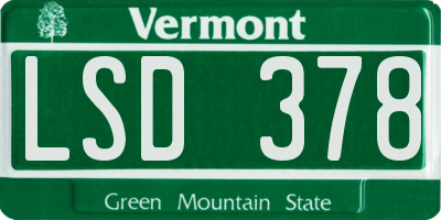 VT license plate LSD378