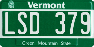 VT license plate LSD379