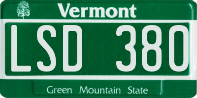 VT license plate LSD380
