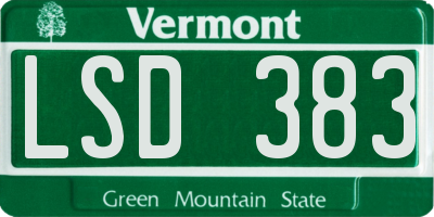 VT license plate LSD383