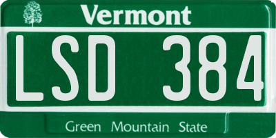 VT license plate LSD384
