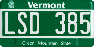 VT license plate LSD385