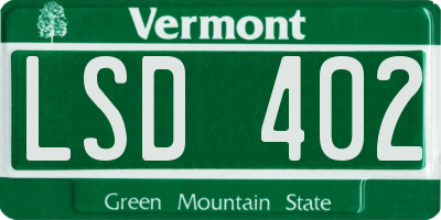 VT license plate LSD402