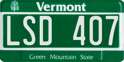 VT license plate LSD407