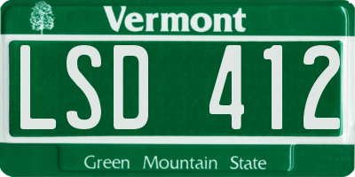 VT license plate LSD412
