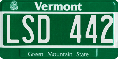 VT license plate LSD442