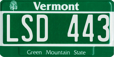 VT license plate LSD443