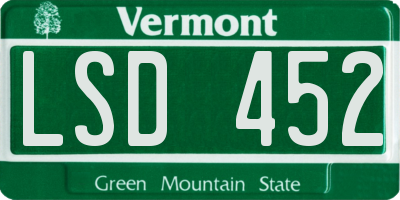 VT license plate LSD452