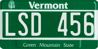 VT license plate LSD456