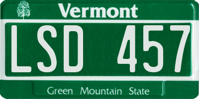 VT license plate LSD457