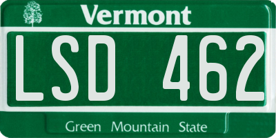 VT license plate LSD462