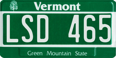 VT license plate LSD465