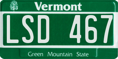 VT license plate LSD467