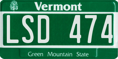 VT license plate LSD474
