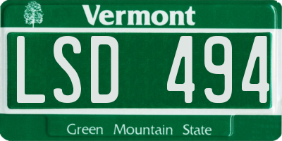 VT license plate LSD494