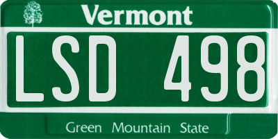 VT license plate LSD498