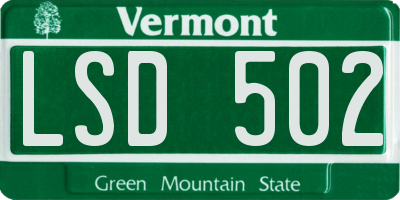 VT license plate LSD502