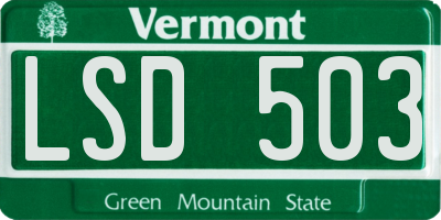 VT license plate LSD503