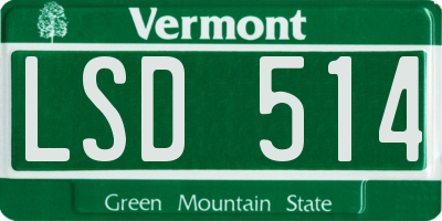 VT license plate LSD514