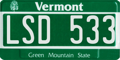VT license plate LSD533