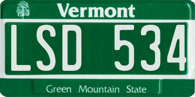 VT license plate LSD534