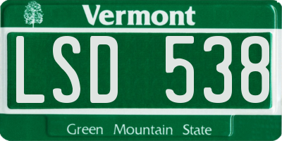 VT license plate LSD538