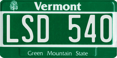 VT license plate LSD540