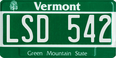 VT license plate LSD542