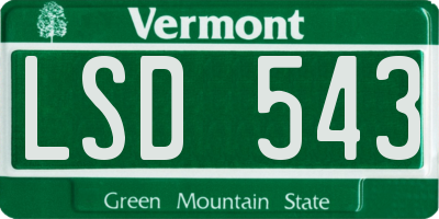 VT license plate LSD543