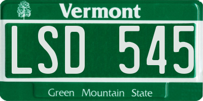 VT license plate LSD545