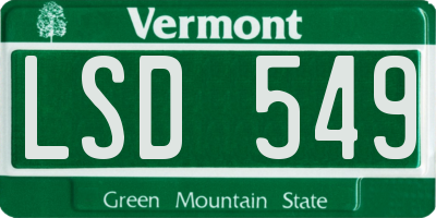 VT license plate LSD549