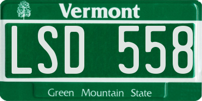 VT license plate LSD558
