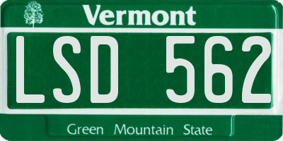 VT license plate LSD562