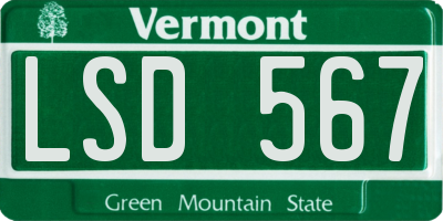 VT license plate LSD567