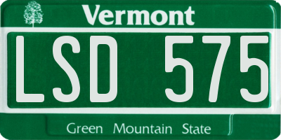 VT license plate LSD575
