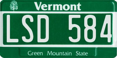 VT license plate LSD584