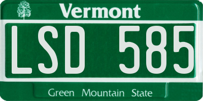 VT license plate LSD585