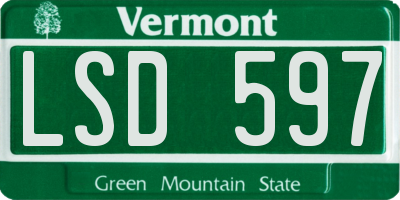 VT license plate LSD597