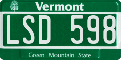 VT license plate LSD598
