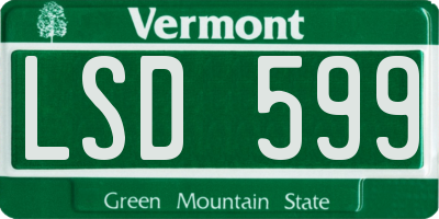 VT license plate LSD599