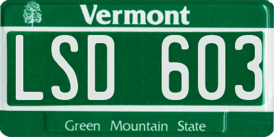 VT license plate LSD603