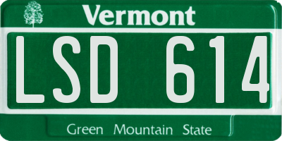 VT license plate LSD614