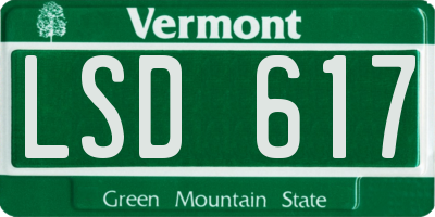 VT license plate LSD617