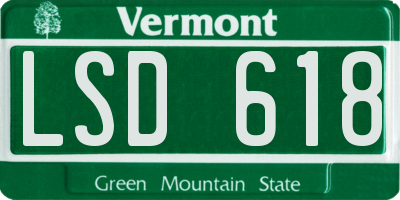 VT license plate LSD618