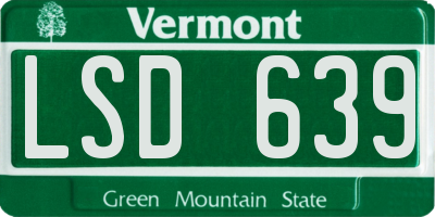 VT license plate LSD639