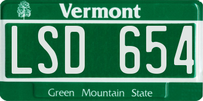 VT license plate LSD654
