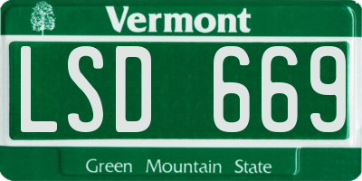 VT license plate LSD669