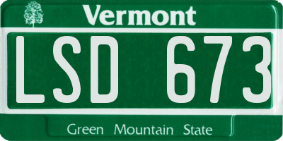 VT license plate LSD673
