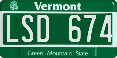 VT license plate LSD674