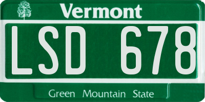 VT license plate LSD678